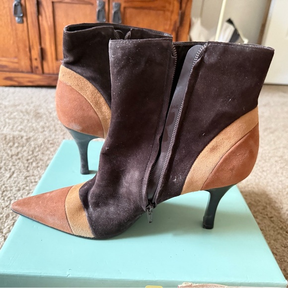 Gianni Bini Brown Tan Ankle Booties with Suede Toe - Picture 2 of 4